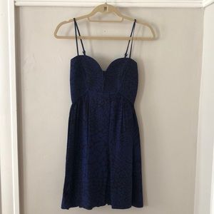 Parker Animal Print Dress Black and Cobalt Size S